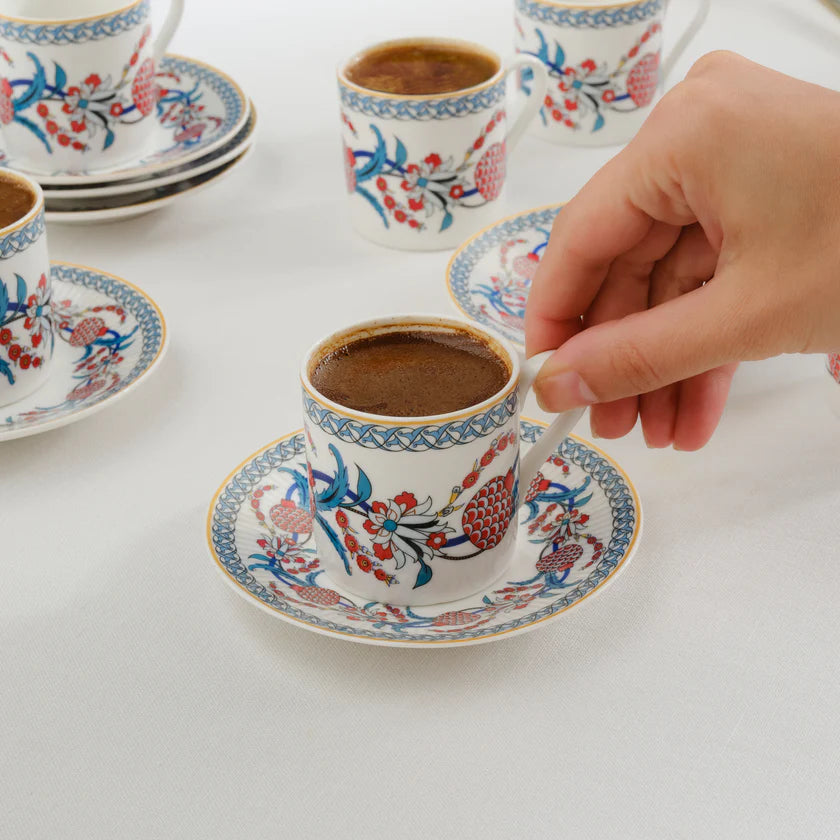 Karaca Hatay Kaffeetassen-Set für 6 Personen, 80 ml