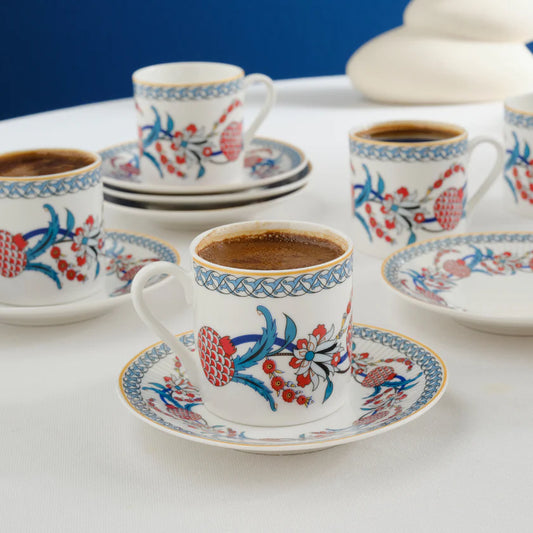 Karaca Hatay Kaffeetassen-Set für 6 Personen, 80 ml
