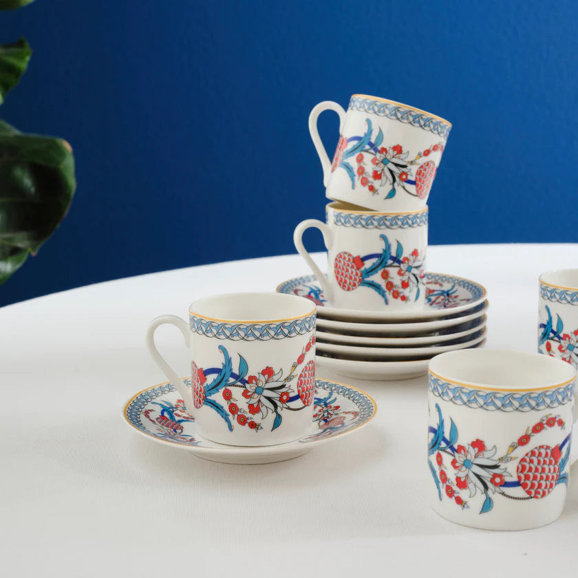 Karaca Hatay Kaffeetassen-Set für 6 Personen, 80 ml