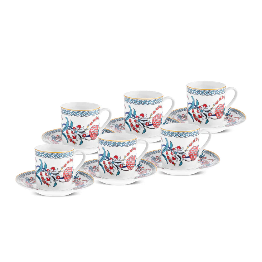 Karaca Hatay Kaffeetassen-Set für 6 Personen, 80 ml