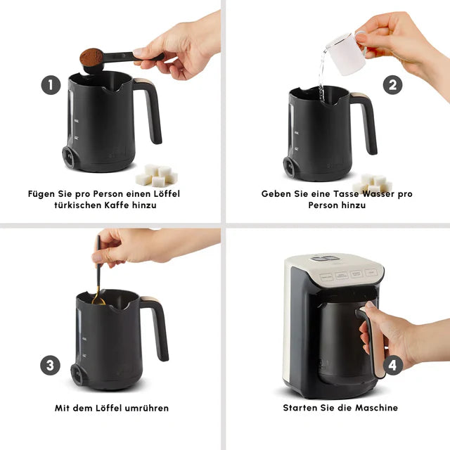 Hatır Köz Turkish Coffee Maschine mit Röstfunktion, Creme