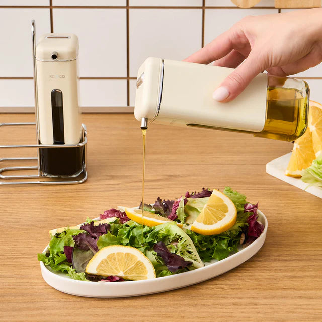 Karaca Luminous, 3-teilige Öl- und Essigflasche, Creme