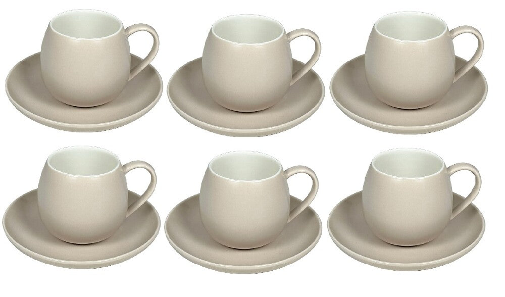 Schäfer Kaffetassen für 6 Personen, Taupe, 12tlg, 220ml