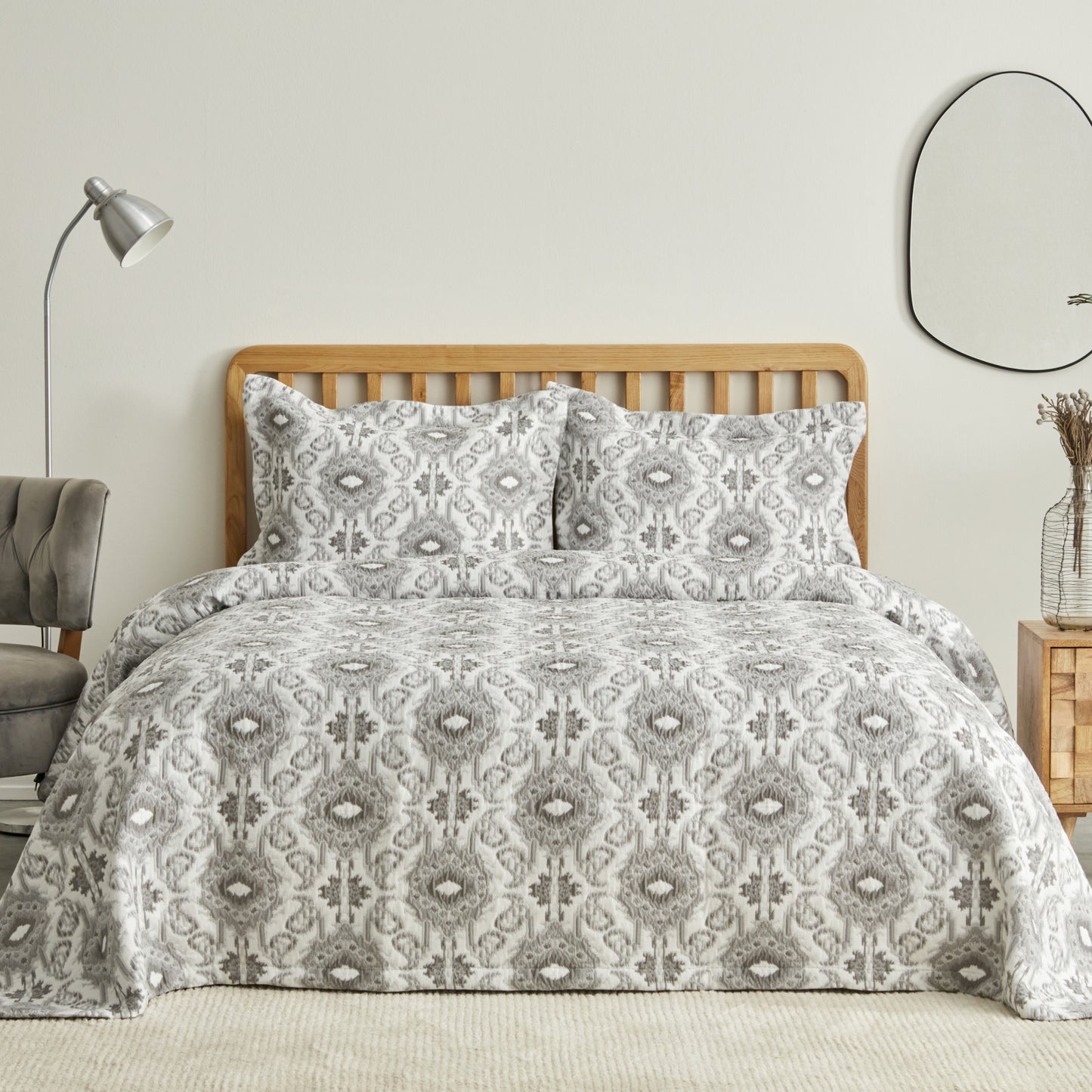 Karaca Home Neos Bettüberwurf 230x240cm, grau-weiß