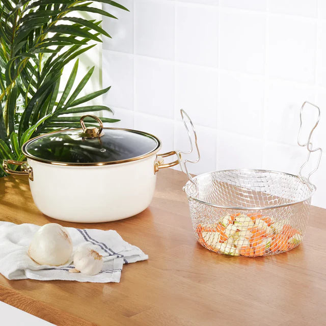 Karaca Love of Kitchene Emaille Bratpfanne, Creme, 22 cm