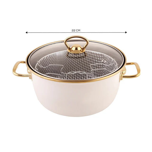 Karaca Love of Kitchene Emaille Bratpfanne, Creme, 22 cm