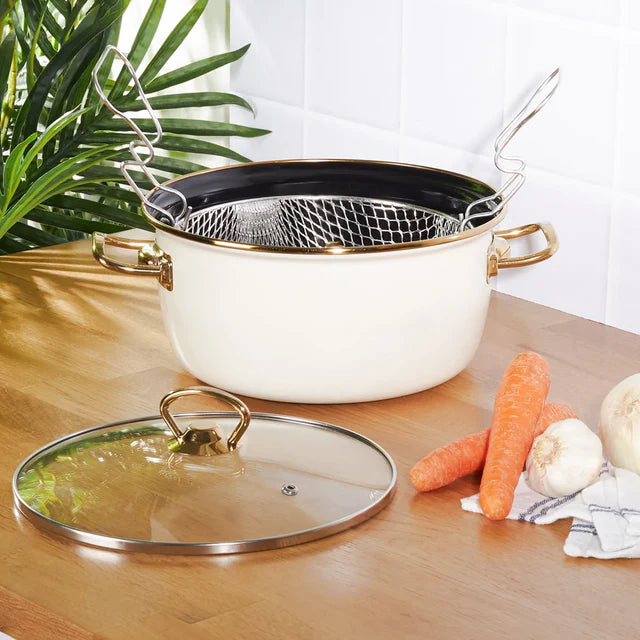 Karaca Love of Kitchene Emaille Bratpfanne, Creme, 22 cm