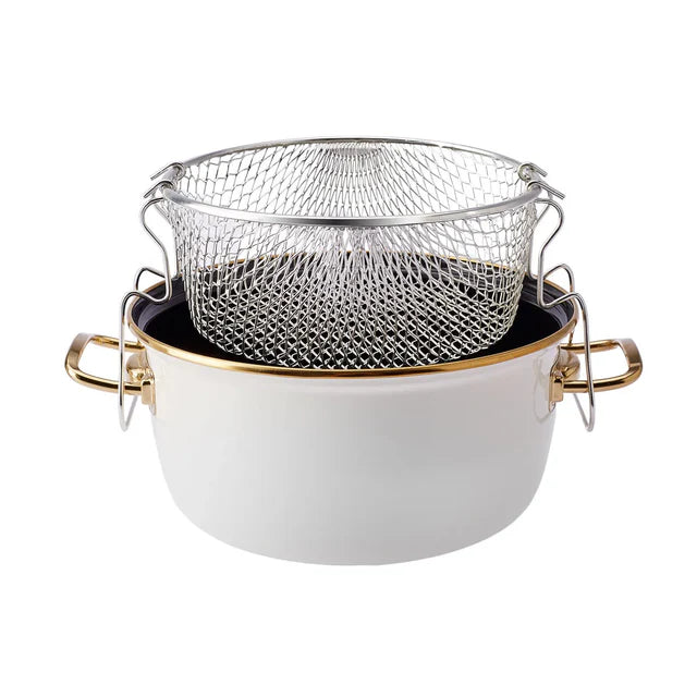Karaca Love of Kitchene Emaille Bratpfanne, Creme, 22 cm