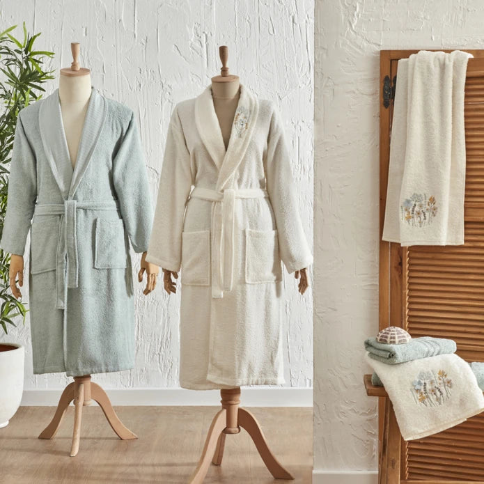 Karaca Home Russell Bademantel Set für Pärchen, 6tlg