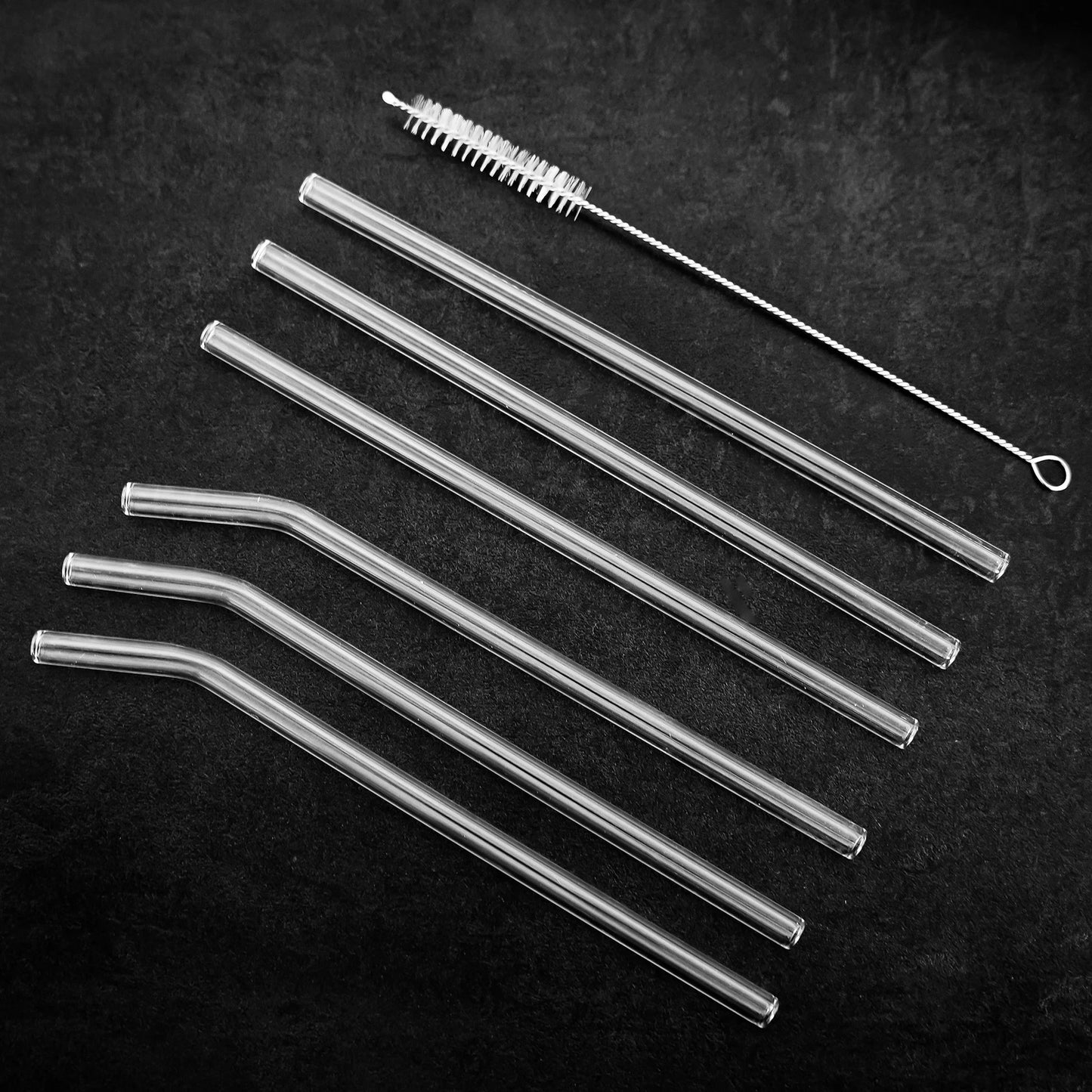 Mulex Glasstrohhalme 6er mit Bürste