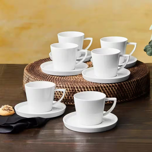 Kaffeeservice Karaca Salvare Teeservice Set Teetasse für 6 Personen 260 ml, Weiß