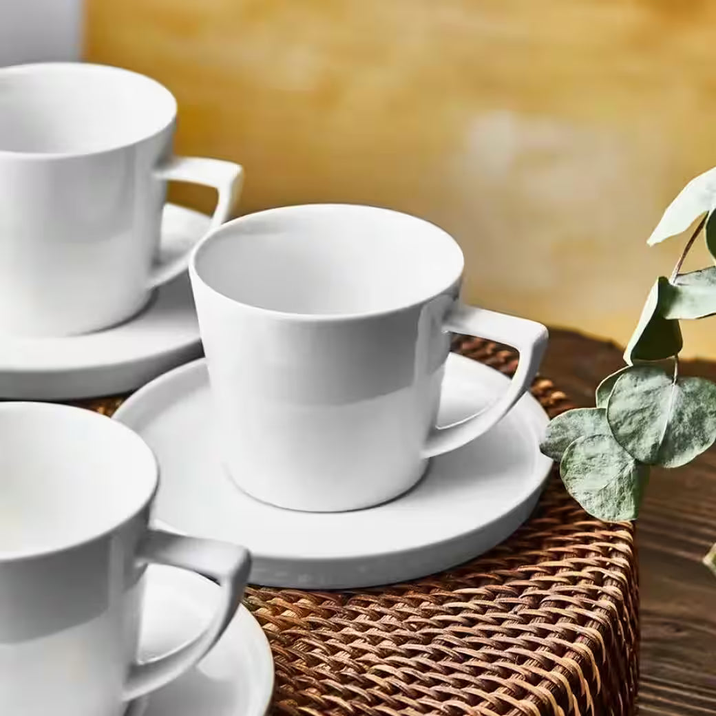 Kaffeeservice Karaca Salvare Teeservice Set Teetasse für 6 Personen 260 ml, Weiß