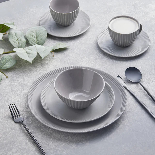 Karaca Sendai Handgemachtes Stoneware Geschirrset für 4 Personen, Grau, 20 teilig