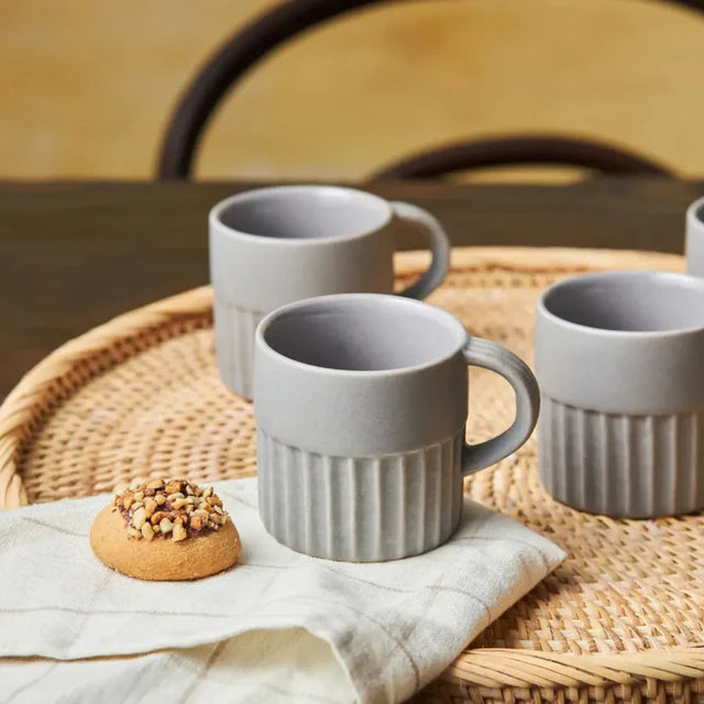 Karaca Sendai Espressotassen für 4 Personen, Grau, 120ml