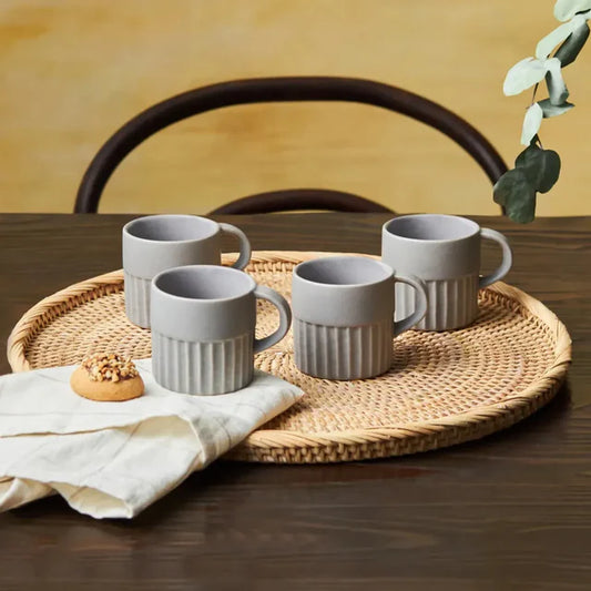 Karaca Sendai Espressotassen für 4 Personen, Grau, 120ml