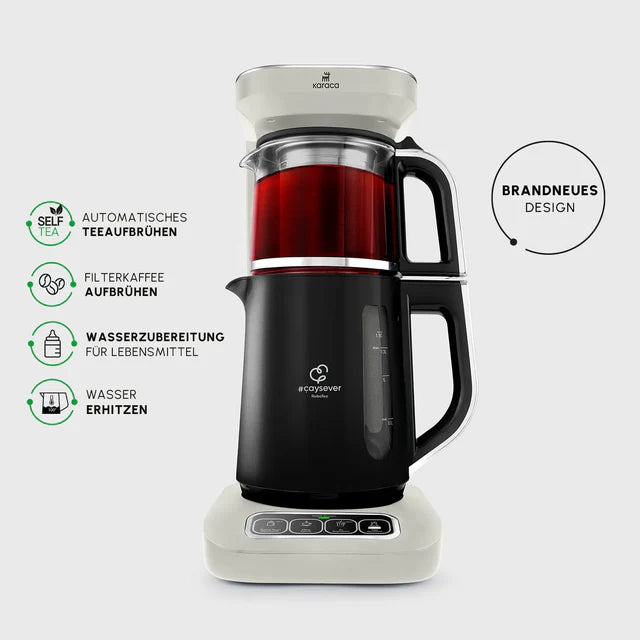 Karaca Caysever Robotea Pro 4 in 1 sprechender Teekocher, Wasserkocher und Filterkaffeemaschine, 2500W , Starlight