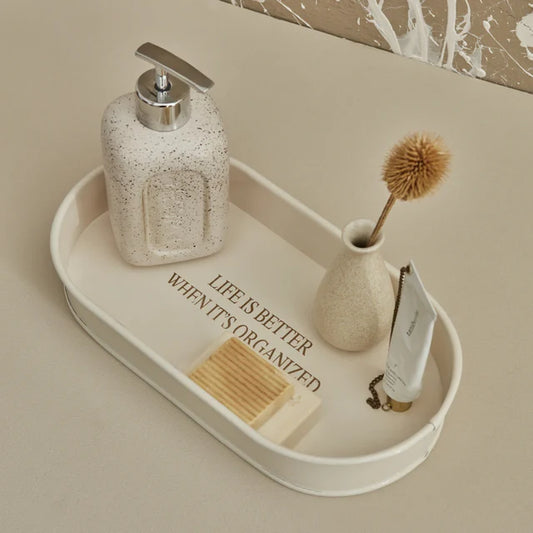 Karaca Home Sylvia Dekorativer Tablett-Organizer, Weiß, 29 cm