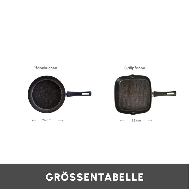 Karaca Biogranit Induktion Pfannen-Set, Schwarz/ Gold, 2tlg