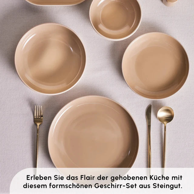 Karaca Terra Geschirrset für 8 Personen, 36tlg, Creme