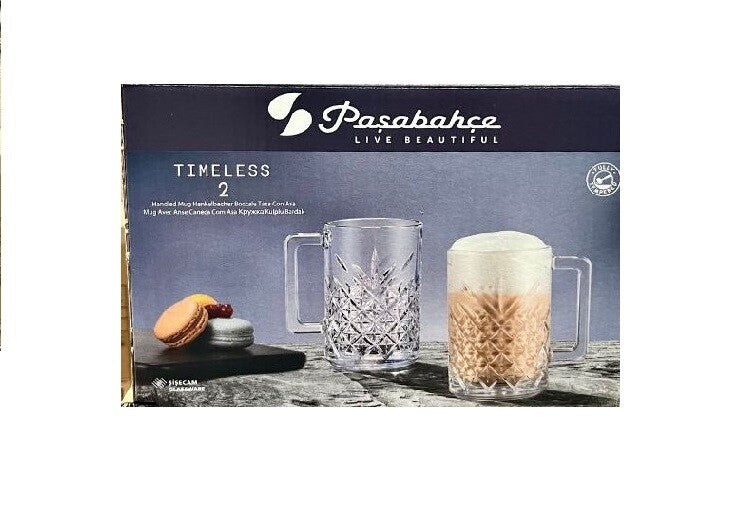 Pasabahce Timeless 2er Glastasse mit Henkel, 250cc