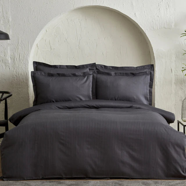 Karaca Home Uniq 100% Baumwolle Satin Doppel Bettbezug-Set, Anthrazit