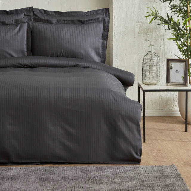 Karaca Home Uniq 100% Baumwolle Satin Doppel Bettbezug-Set, Anthrazit