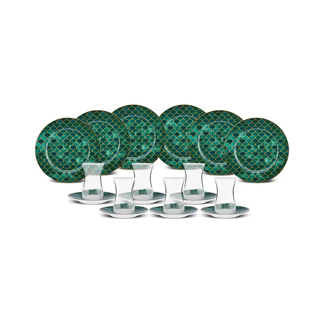 Karaca Zümrüt  Dessert Set für 6 Personen, 18 Teilig